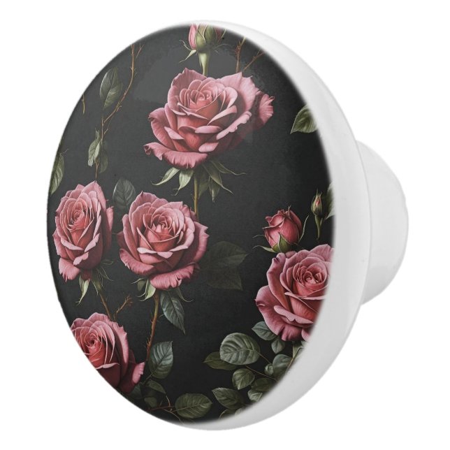Rosa Foto realistische Rose Keramikknauf (Rechts)