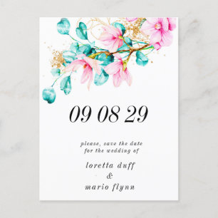 Rosa Foto Save the Date Postkarte