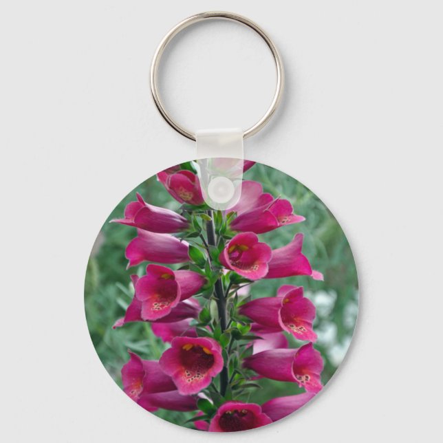 Rosa Foxglove-Blume Schlüsselanhänger (Vorderseite)