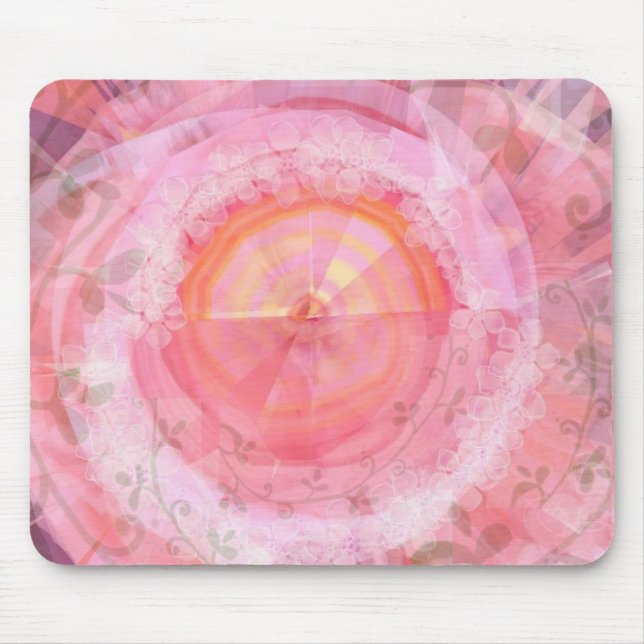 Rosa"Fraktal" Entwurf Mousepad (Vorne)