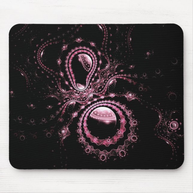 Rosa Fraktal-Planeten Mousepad (Vorne)