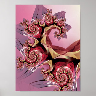 Rosa fraktale Spirale Abstrakte Geometrische Kunst Poster