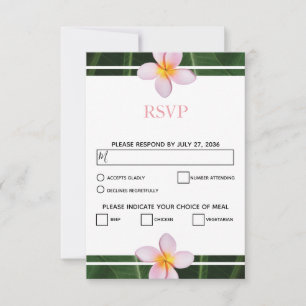 Rosa Frangipani Plumeria Hochzeits-Antwortkarten RSVP Karte