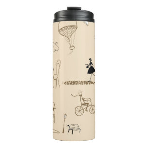 Rosa Französisch: Chic Muster Design. Thermosbecher