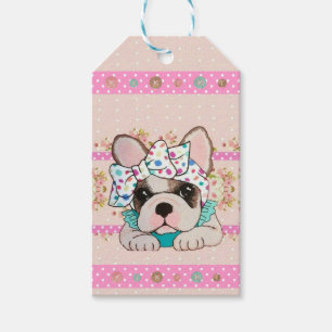 Rosa französische Bulldoggen-Geschenk-Umbau-Karte Geschenkanhänger