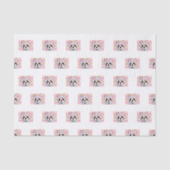 Rosa französische Bulldoggen-Seidenpapier Seidenpapier (Vorderseite)