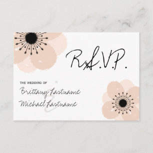 Rosa französisches Anemonen-Hochzeit UAWG RSVP Karte