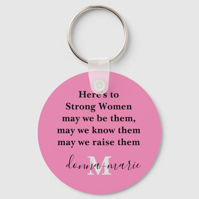 Rosa Frauen-Empowerment Monogram-Schlüsselanhänger Schlüsselanhänger (Vorderseite)