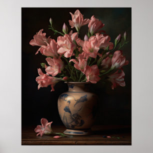 Rosa Freesia Blume Art Print Poster