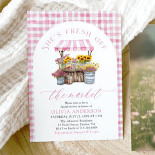 Rosa Fresh off Market Arch Brautparty Einladung