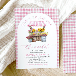 Rosa Fresh off Market Arch Brautparty Einladung