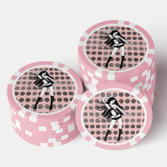 rosa Freundin Tänzerin Pokerchips (Stapel)