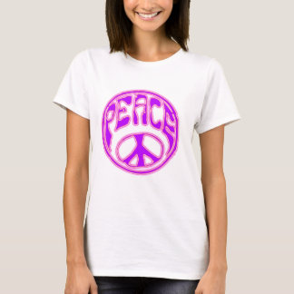 Rosa Friedensneonsymbol T-Shirt
