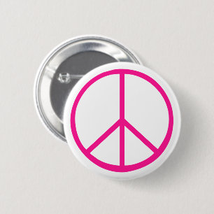 Rosa Friedenszeichen Modern Weiß Button