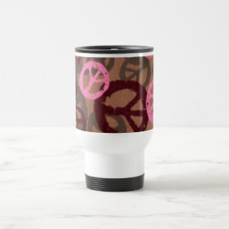 Rosa Friedenszeichen-Reise-Tasse Reisebecher