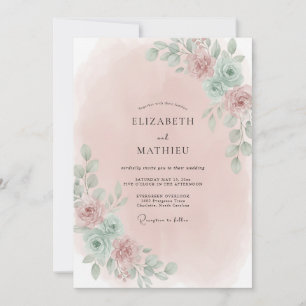 Rosa Friedlicher Hochzeit im Frühling Einladung