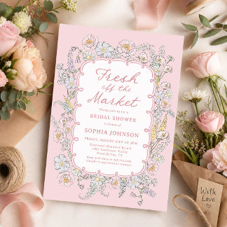 Rosa Frisch vom Markt Florale Brautparty Einladung