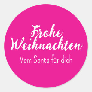 Rosa Frohe Weihnachten Merry Christmas auf Deutsch Runder Aufkleber