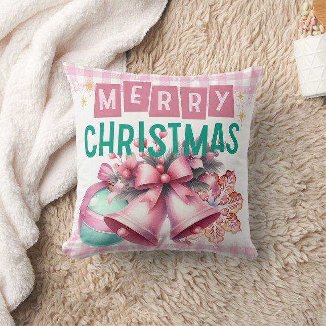 Rosa Frohe Weihnachtsschwärme Kissen (Decke)