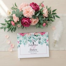 Rosa Frühling Aquarell Blumenzettel Hochzeitsbuch