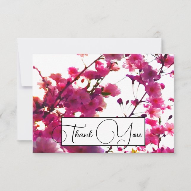 Rosa Frühling | Blütenbaum Dankeskarte (Vorderseite)