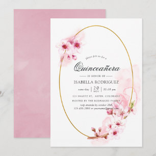 Rosa Frühlings-Kirschblüten-Quinceañera Einladung