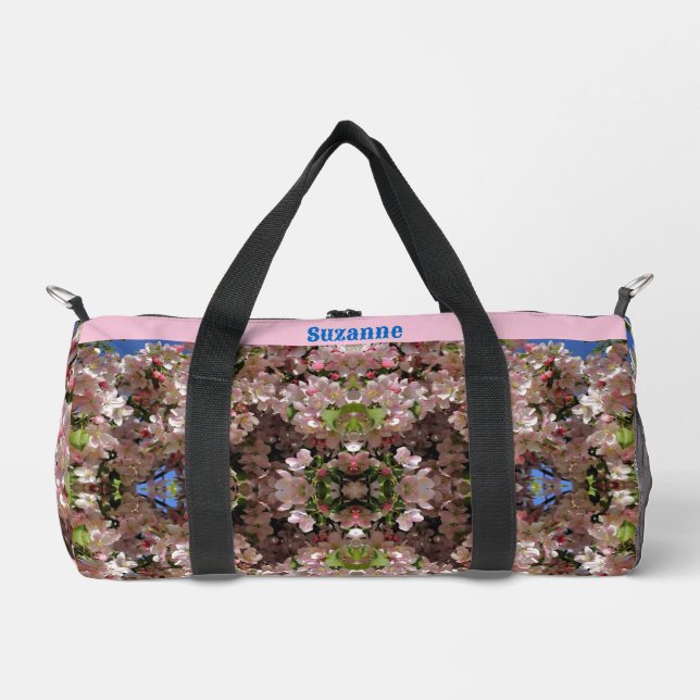 Rosa Frühlingsapfel blüht Personalisiert Duffle Bag (Vorderseite)