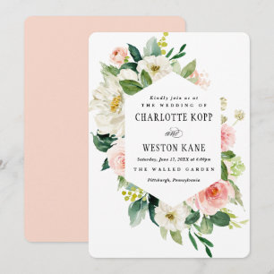 Rosa Frühlingsblumen-Hochzeitseinladung Einladung