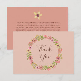 Rosa Frühlingsblumen Kinderdusche Botanisch Hübsch Dankeskarte