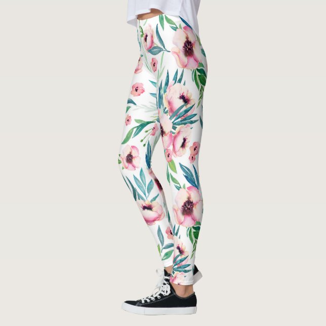 Rosa Frühlingsblumen Leggings (Links)
