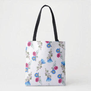 Rosa Frühlingsblumen Wasserfarben Botanisch Tasche
