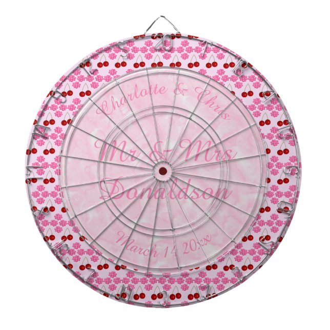 Rosa Frühlingsblüte und Kirschen Dartscheibe (vorne)