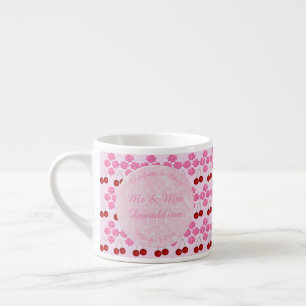 Rosa Frühlingsblüte und Kirschen Espressotasse