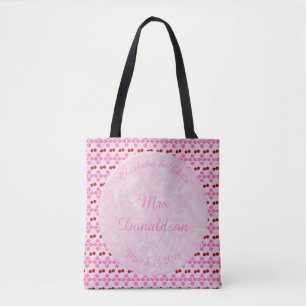 Rosa Frühlingsblüte und Kirschen Tasche