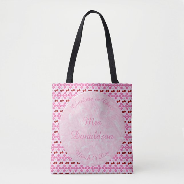 Rosa Frühlingsblüte und Kirschen Tasche (Vorderseite)