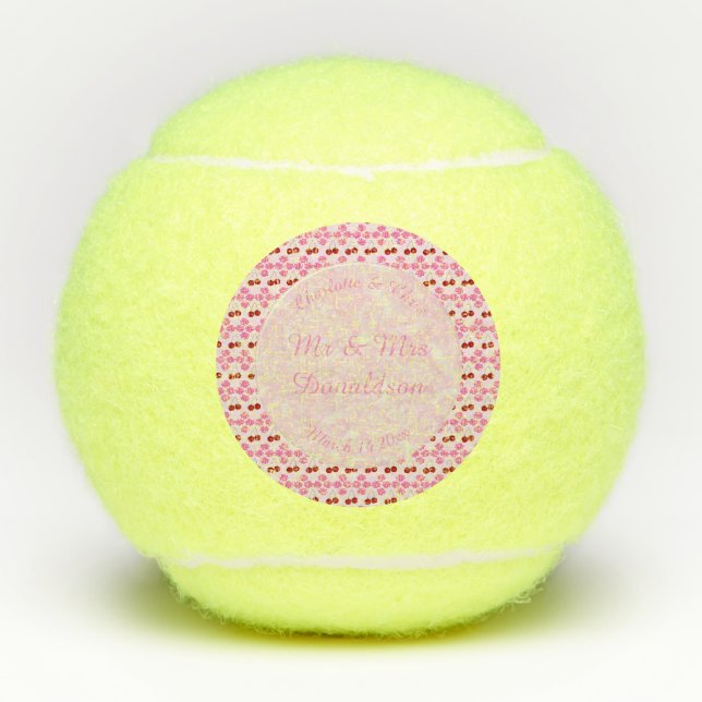Rosa Frühlingsblüte und Kirschen Tennisbälle (Vorderseite)