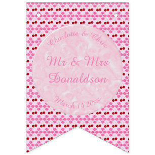 Rosa Frühlingsblüte und Kirschen Wimpelkette