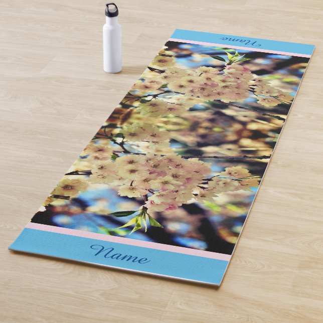 Rosa Frühlingsblüten Blume 3 Personalisiert Yogamatte (Beispiel)