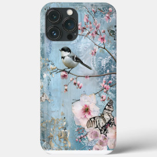 Rosa Frühlingsblüten Decoupage Shabby Chic Bird Case-Mate iPhone Hülle