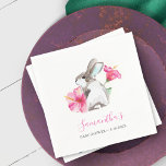 Rosa Frühlingsblütendusche Serviette<br><div class="desc">Die wunderschönen Aquarellnapkins sind mit einer Nachbildung meines originalen Aquarellblasen mit rosa Blumen versehen. Personalisieren Sie sie mit Ihren Daten. Ideal für Partys im Frühlingshaus und Babyduschen. Entsprechende Designs finden Sie unter www.zazzle.com/dotellabelle</div>