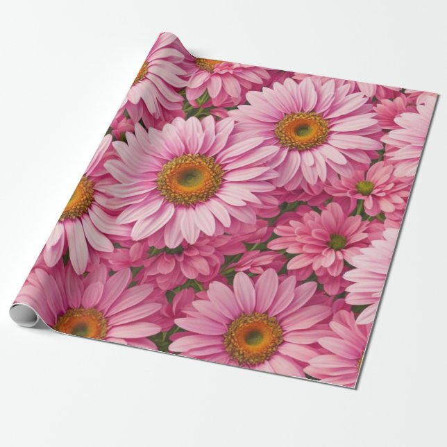 Rosa Frühlingsblütenrosa Gänse Retrosa Blume Geschenkpapier (Ungerollt)