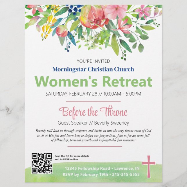 Rosa Frühlingsfloralfrauen Einladung zur Rückkehr Flyer (Vorne)