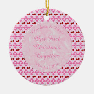 Rosa Frühlingshochzeit Kirschblüten und Kirschen Keramik Ornament