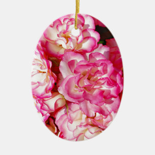 Rosa Frühlingsrosen in Pink und Weiß Keramikornament