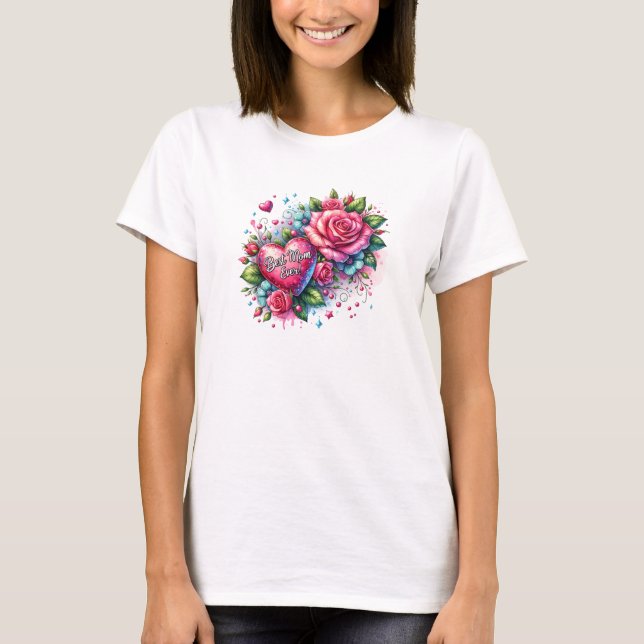 Rosa Frühlingssäule Glitzer Herzverglasung Beste M T-Shirt (Vorderseite)