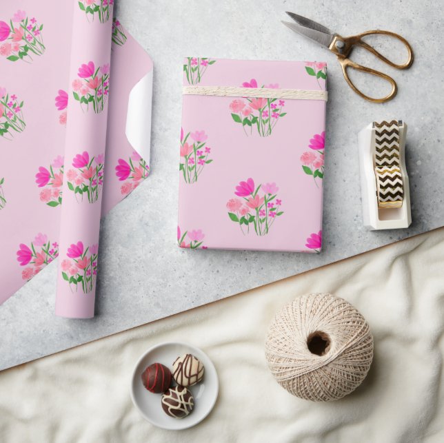 Rosa Frühlingstrends blühend fröhlich Geschenkpapier (Kunsthandwerk)