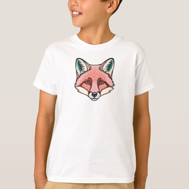 Rosa Fuchs-Gesicht Kinder T-Shirt  (Vorderseite)