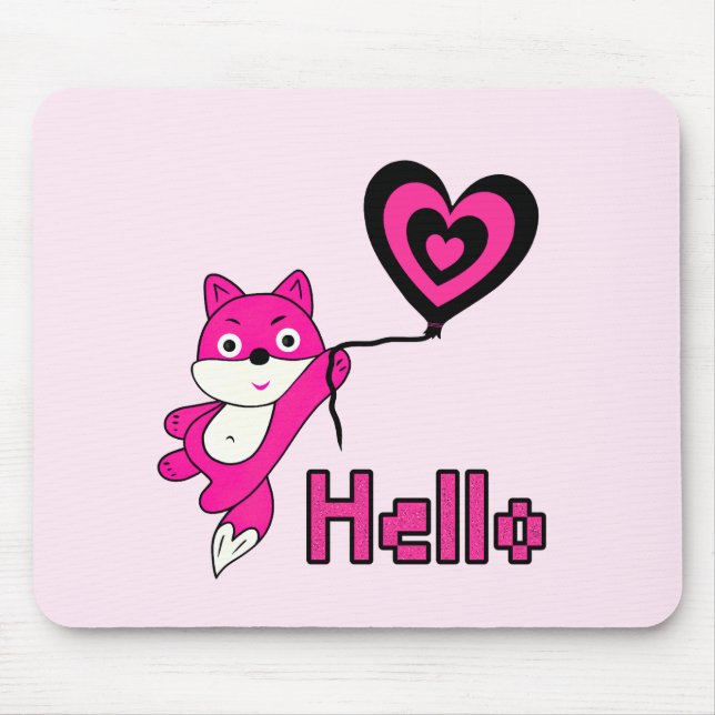 Rosa Fuchs mit Herz Mousepad (Vorne)