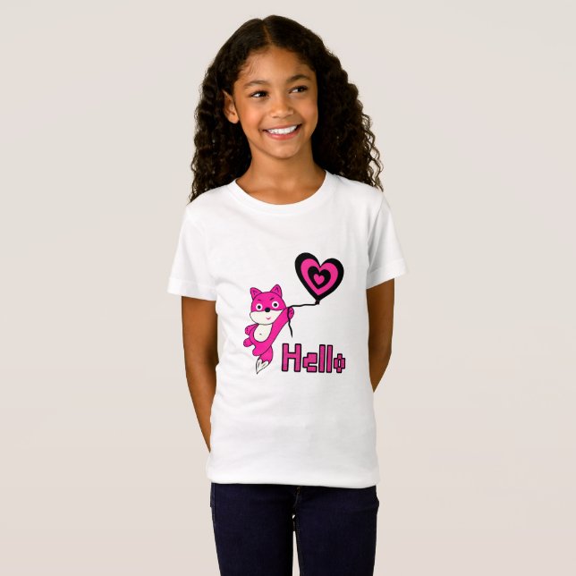 Rosa Fuchs mit Herz T-Shirt (Vorne ganz)