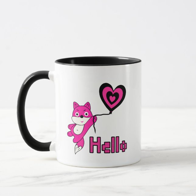 Rosa Fuchs mit Herz Tasse (Links)